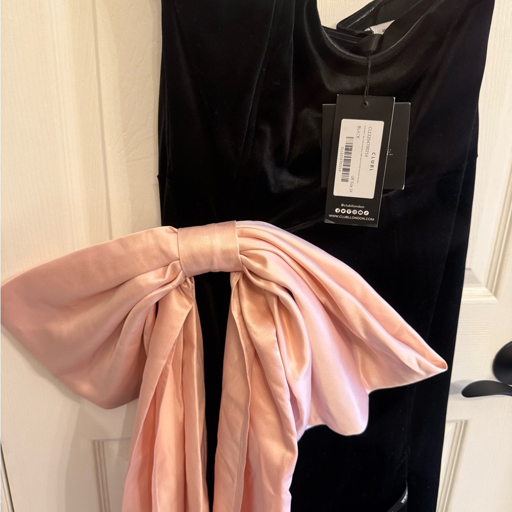 Club L London Black Velvet Bandeau Split Maxi Dress - Picture 6 of 10